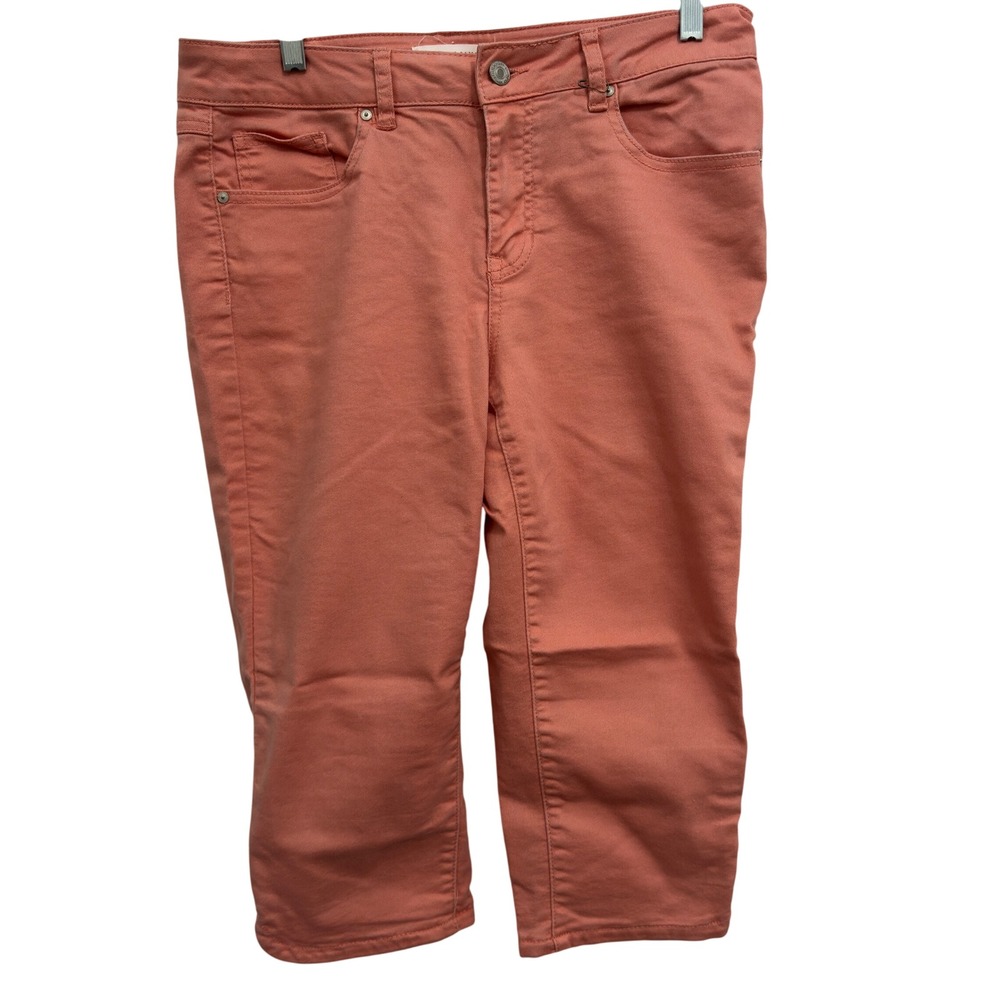 Artisan NY Capri Pants Size 10 Coral Pink Stretch Twill 5 Pocket Coastal Grandma
